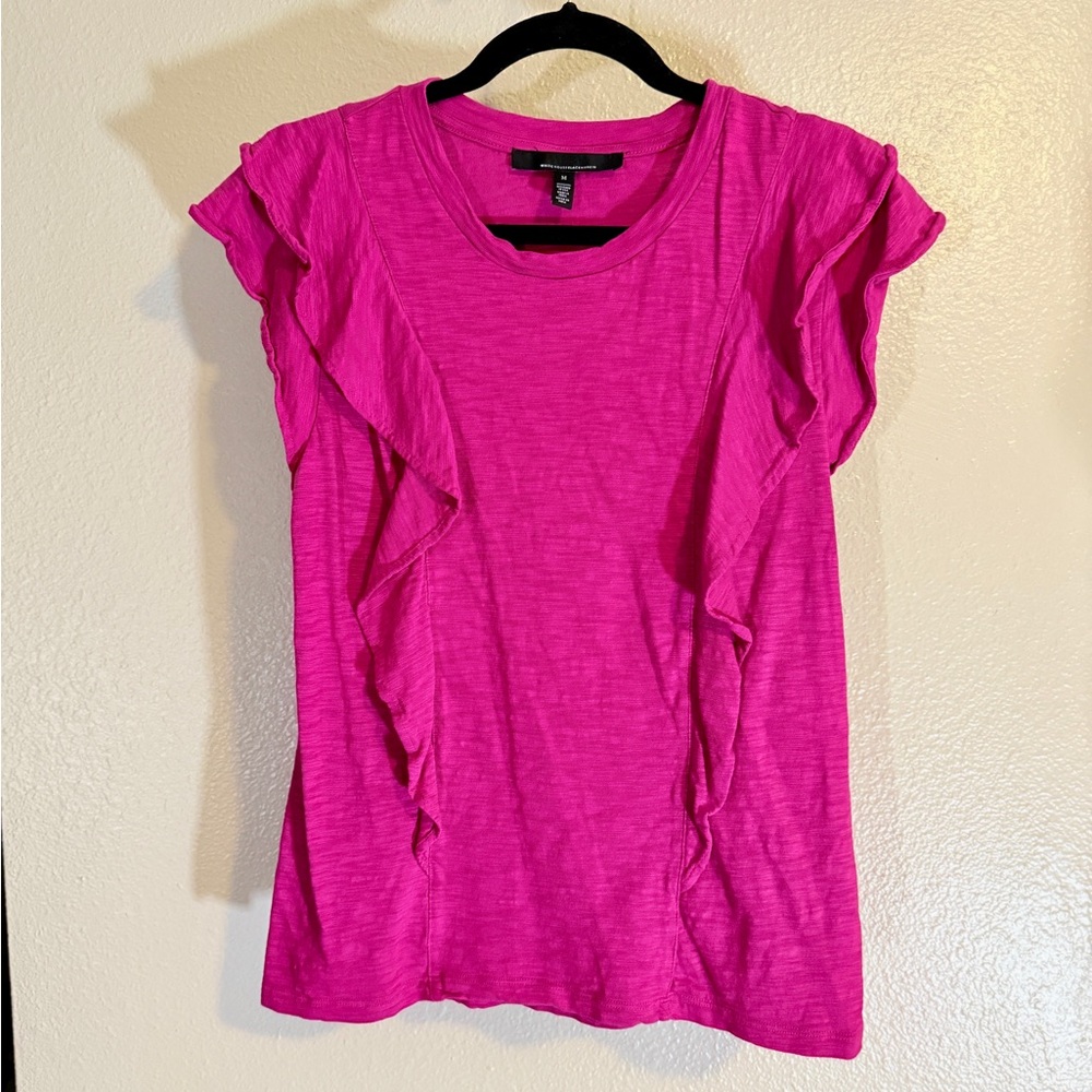 WHBM Pink Ruffled Sleeve Top